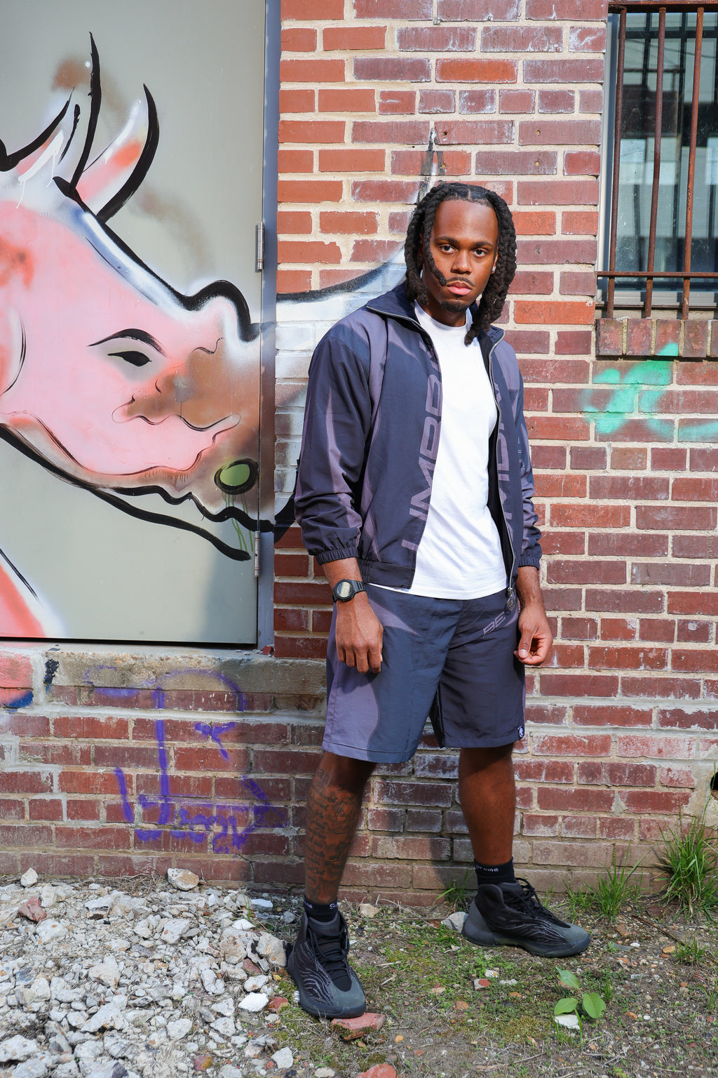 UMBRÁ Windbreaker Jacket and Shorts Set Black