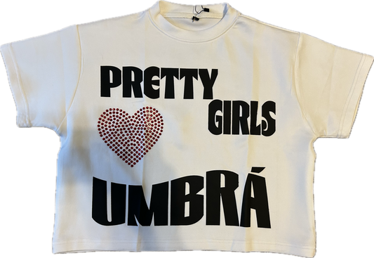 Pretty Girls Love UMBRÁ Cropped Tee (White)